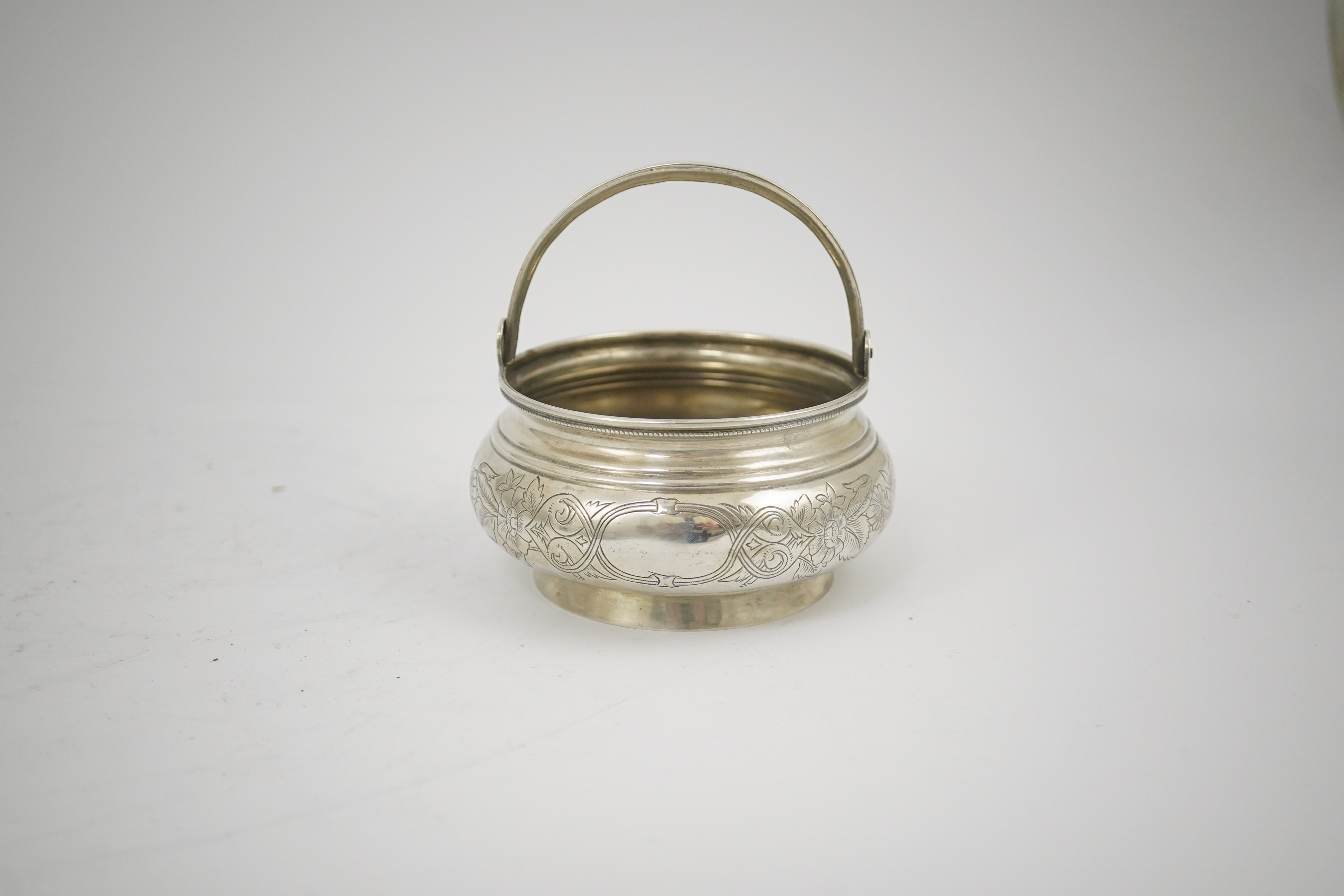 A late 19th century Russian 84 zolotnik silver bonbon basket, assay master Anatoly Artsibashov, master Andrei Adler?